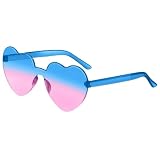 frissin Occhiali da sole a forma di cuore per le donne senza montatura occhiali a forma di cuore trasparenti color caramella occhiali da sole per feste decorazione, C59