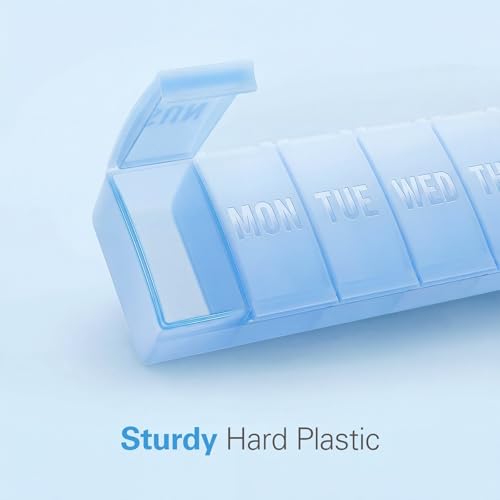 Image of Barhon Large Weekly Pill Organizer, Big Vitamin Organizer Case for 7 Day, Travel Medicine Pill Box to Hold Various Supplements and Fish Oil, Sky Blue