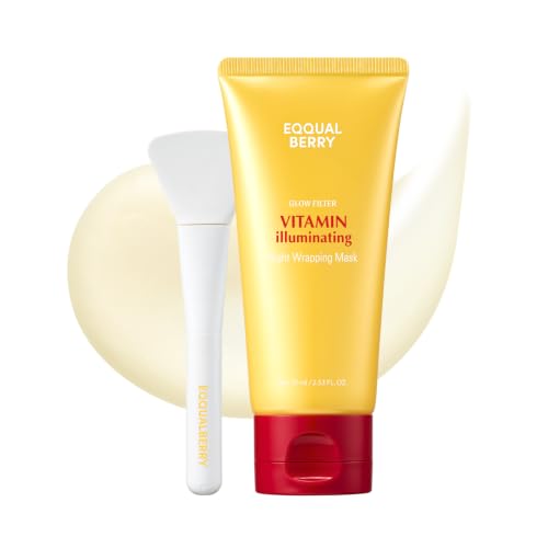 Image of EQQUALBERRY Vitamin Illuminating Night Wrapping Mask | Easy Peel Off Cream Face Mask for Dark Spots | Brightening Overnight Facial Mask for Glowing Glass Skin | Korean Skin Care, 2.53 fl.oz