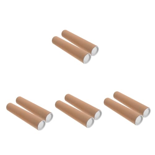 BCOATH 4sets Art Prints and Document Storage Tube Kraft Paper Cylinder Caps for Mailing and Crafting 2pcs*4