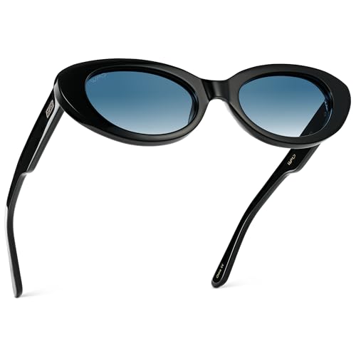 WearMe Pro - Women's Polarized Cat-Eye Sunglasses, Oval Lenses, Thick Rounded Frame, 5-Barrel Hinges, Hand-Polished Design