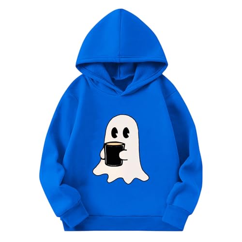 Halloween Hoodies For Girls Funny Long Sleeve Ghost Coffer Graphic Oversized Cute Pullover Sweatshirts