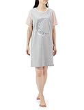 Iris & Lilly Damen Kurzärmeliges Nachthemd aus Jersey, Kalkgrau, 38
