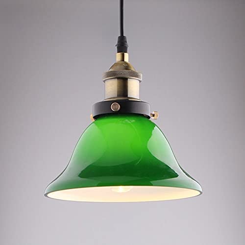 Lampe suspendue en verre vert et métal vintage luminaire de plafond style rétro