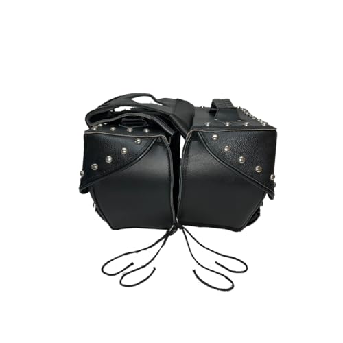 Alforjas de cuero para motocicleta para Softails, Sportsters y Choppers con tachuelas miniatura 2