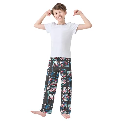 ZZXXB Sunshine Palm Tree Boys Long Pants Soft Trousers Elastic Waist Kids Lounge Bottoms with Pockets S-XL2
