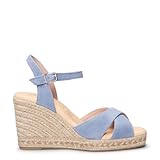 miMaO Sandalias de esparto con tiras cruzadas de ante azul cielo, EU 40
