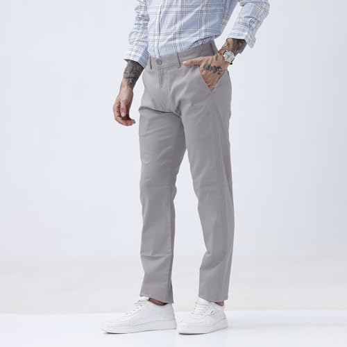 Image of BASICS Premium Cotton Stretch Formal Trousers for Men | Office Pants
