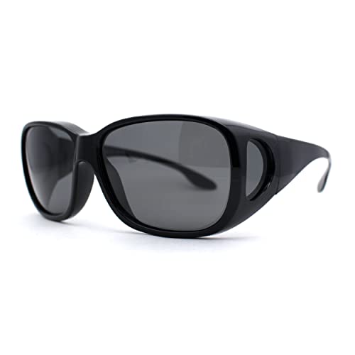 SA106 Polarized Extra Oversized All Black Fit Over Driving Sunglasses