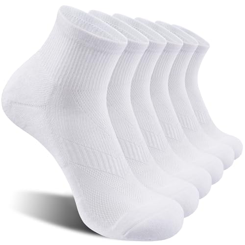 Lapulas 6 Pack Mens Ankle Socks Cotton Cushioned Athletic Running Socks for Women