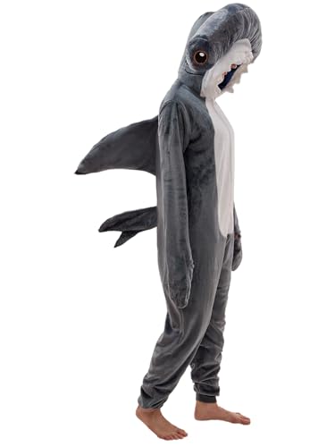 NEWCOSPLAY Unisex Adult Shark Onesie Pajamas Animal One Piece Halloween Costume Cosplay Sleepwear (Shark Medium)