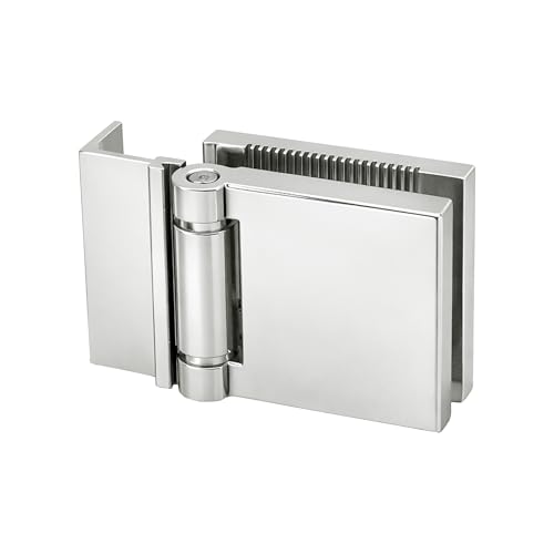 FHC L-Mount Universal Hinge Aluminum Material Polished Chrome Finish for 1/4 Tempered Glass Free-Swinging Single-Acting Square Design Shower Door Hinge