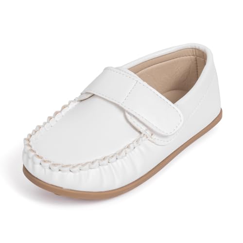 Toddler Boys Girls PU Leather Loafers Little Kids Slip-On Texture Flats Boat Wedding Dress Shoes School Uniform Moccasins Daily Walking Shoes(Toddler/Little Kids)