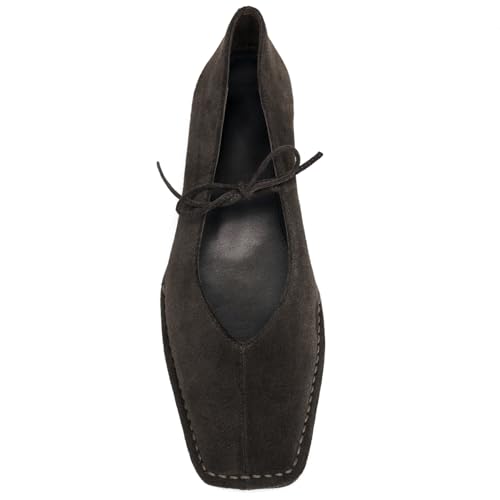 Image of Lace up Ballet Flats Women Square Toe Mary Jane Flats Bow Slip On Comfortable Ballerina Shoes