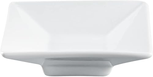 Miniatura 79 de Restaurantware -10 platos blancos pequeños cuadrados, mini platos de 3 pulgadas, para aperitivos, aptos para microondas, apto para horno, plato