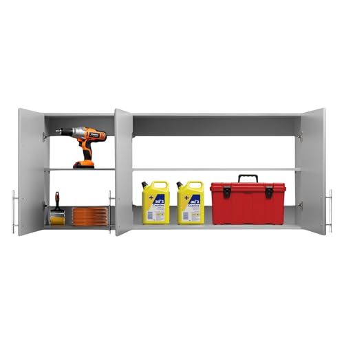 Prepac Elite 54' Wall Cabinet, Light Gray Storage Cabinet with 2 Adjustable Shelves, Storage for Pantry, Kitchen and Bathroom 12' D x 54' W x 24' H