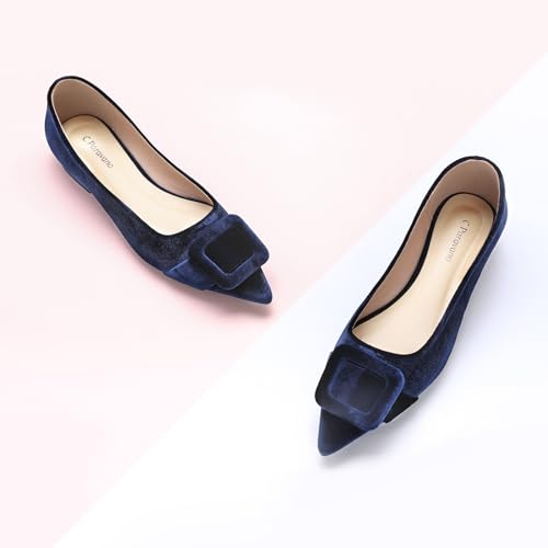 Image of C.Paravano Velvet Flats | Women's Pointed Toe Shoes | Dressy Flats for Women | Designer Shoes