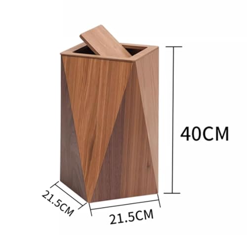 Bote de basura interior papelera de madera con tapa para almacenamiento 3