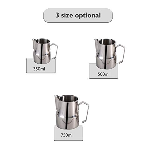 yeacher Jarra para espuma de leite em aço inoxidável 304 Jarras para espuma de café com leite de 500