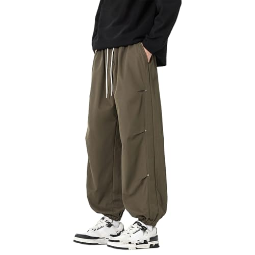 Foweknow Pantalones chinos para hombre, holgados, elásticos, pantalones de chándal para otoño e invierno, corte ancho, cómodos con bolsillos, cintura elástica, pantalones deportivos largos para hombre