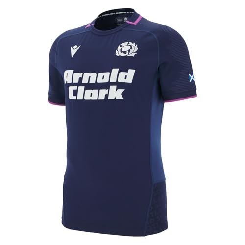 Image of Macron Mens Scotland Rugby Home Shirt 2025 Adults Short Navy XL