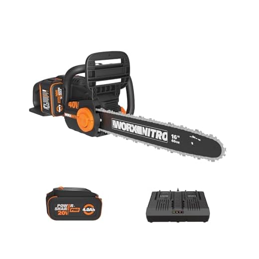 Worx Nitro 40V 16" Cordless Brushless Chainsaw 4.0 Ah Battery and Charger Included WG385