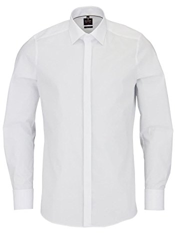 OLYMP Level Five body fit Galahemd Langarm Popeline- Weiß, Gr. 42