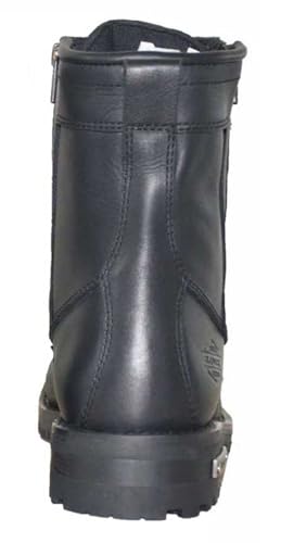 Men's Premium Leather Zipper Motorcycle Boots, Classic Black 10011-M4