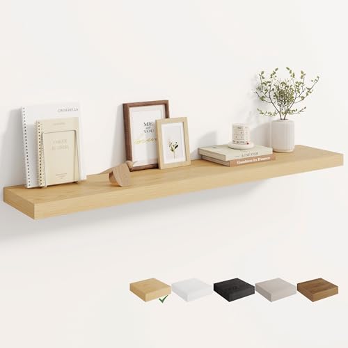 Dreamland 48 Inches Floating Shelves for Wall 8 Deep Long Floating Shelves Set of 1 Large Display & Storage Shelf Wall Shelf for Bathroom Bedroom Living Room Kitchen Office Oak
