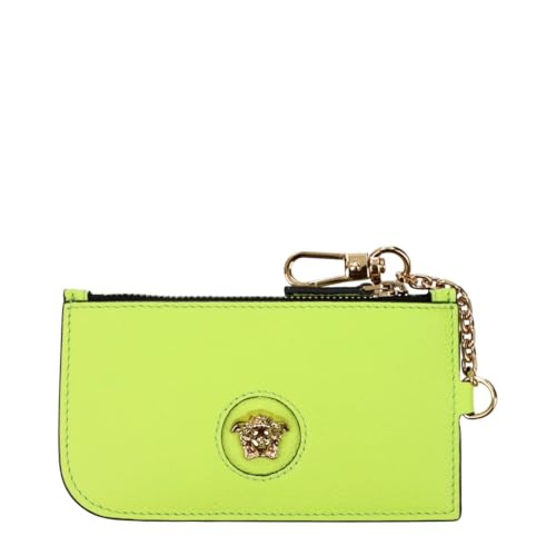Versace Medusa Women's Green Leather Credit Card Holder Wallet