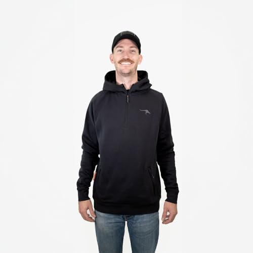 Marsupial Gear Quarter-Zip Hoodie - Cotton Fleece for Outdoor Adventures, Hiking & Everyday Wear with Secure Pockets