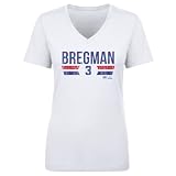 500 LEVEL Alex Bregman Chicago Font Women's V-Neck T-Shirt (White, Large)