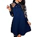 Genorsk Robe tendance à manches longues avec col en V et strass pour femme, bleu, XXL
