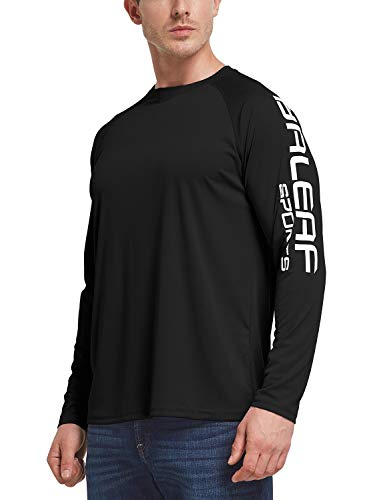 BALEAF Men s Long Sleeve Fishing Shirts UPF 50+ UV Lightweight Quick Dry Shirt for Hiking Running Black Size L