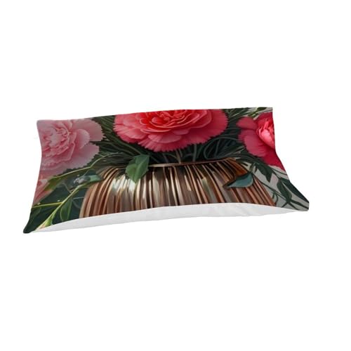 Housse de Couette Fleurs Rouges Microfibre Lit Simple 135x200 Parure de Lit Plantes Imprimé 3D - 7