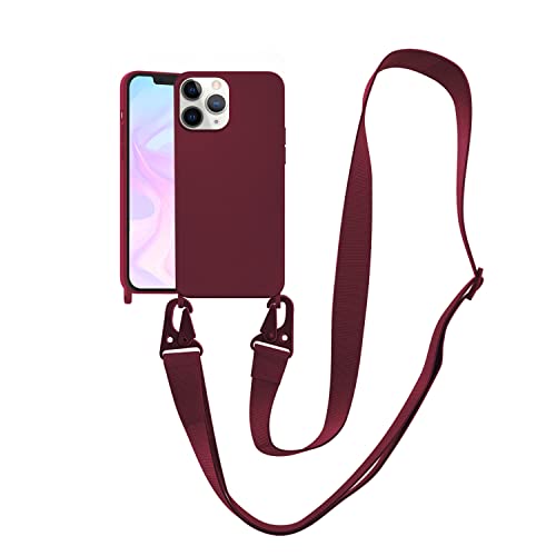 Image of Compatible with iPhone 11 Pro Case with Lanyard Crossbody iPhone Case with Strap Adjustable Shockproof Drop Protection Silicone Phone Cover for iPhone 11 Pro 5.8'' Plum