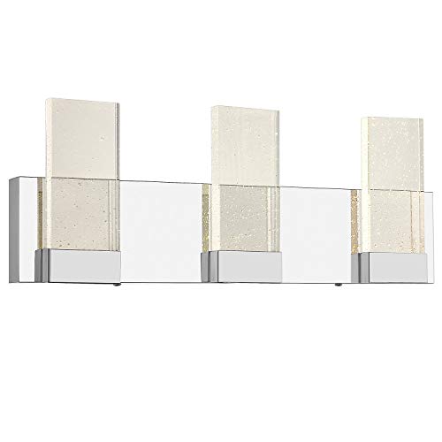 Ken & Ricky 3-Light Modern Vanity Light Fixture, 18.7 inch LED Wall Lamp with Crystal Bubble Glass in Polished Chrome Finish, Wall Sconce Lighting for Mirror Kitchen Bathroom