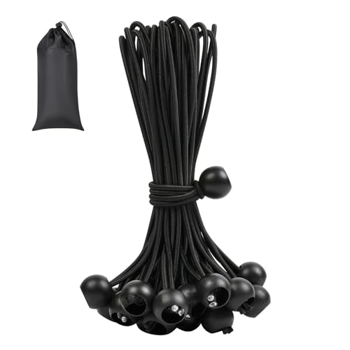Adiwo Tendeur Elastique, 25pcs 20cm Tendeur Bache avec Boules, Sandow Elastique Caoutchouc, pour Bâche, Adapté aux Tentes, Bannières, Filets, Rideaux Harnais...