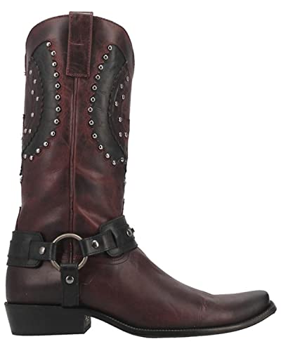 Dingo Mens War Eagle Studded Square Toe Pull On Casual Boots Mid Calf - Black2