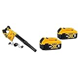 DEWALT 20V MAX Blower, 100 CFM Airflow, Variable Speed Switch, Includes Trigger Lock, Bare Tool Only (DCE100B) & 20V MAX XR Battery, 5 Ah, 2-Pack (DCB205-2)