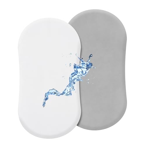 Image of david's kids Waterproof Bassinet Sheets, 2 Pack Ultra Soft Breathable Cradle Sheets for Boys Girls Neutral，Univeral Fit for Most Cradle and Bassinet Mattress, White & Highclass Grey