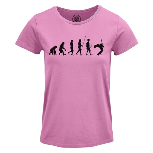 T-shirt femme col rond guitare electrique en coton doux motif solo rock