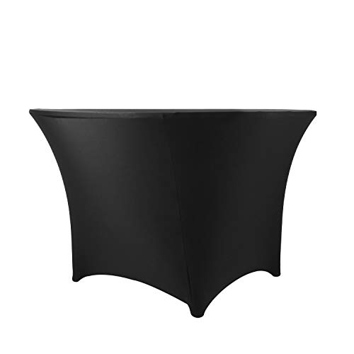 Luxiu Home 5FT Round Spandex Tablecloth Stretch Fitted Table Cover (Black, 60 inches)