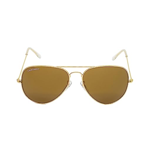 Image of Louis Kouros Armstoner Aviator Classic Trendy 3026 sunglasses | Mirror Lens | 400 UV Protected | For Men's Women's | Medium | 62mm Lens Width