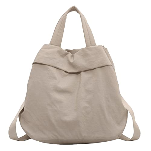 Bolsa de nailon Hobo de gran capacidad para mujer, bolsa de hombro de nailon, bolsa de tela de viaje, bolsa de gimnasio, bolsa de trabajo, Blanco