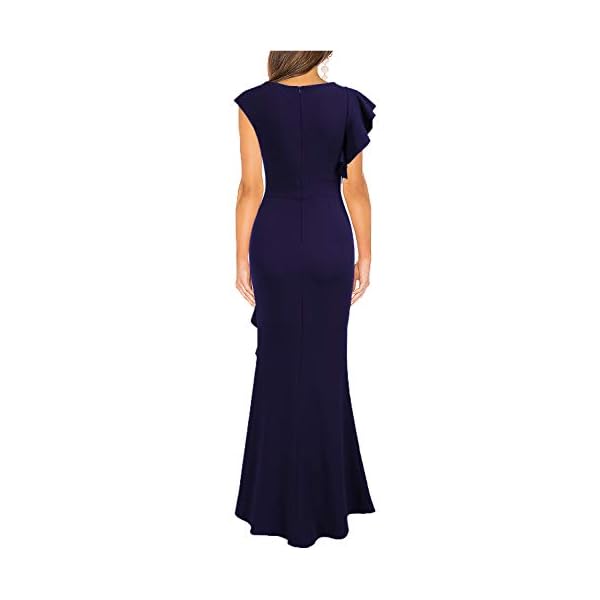 WOOSEA Women's Split Bodycon Mermaid Evening Cocktail Long Dress Navy Blue