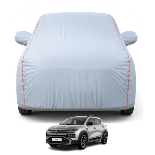 Image of Compatible with Kiger 2021-2026 Models 100% Waterproof Car Cover for All Weather Protection Mirror & Inner Cotton Triple Stitched Cover, Adjustable Belt Bottom Elastic (Dark Grey)