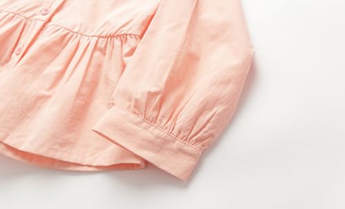 Image of Mud Kingdom Girls Blouse Shirts Spring Fall Long Sleeve Button-Down Top Ruffle Collar