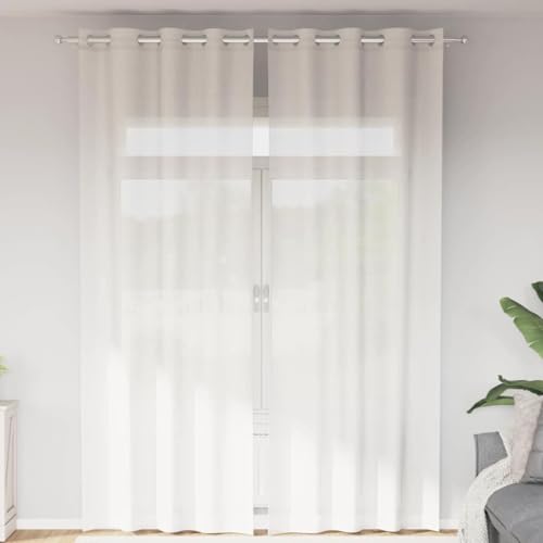 Cortinas transparentes de poliéster Heofavd visillos blancos premium de alta resistencia 140x260 3
