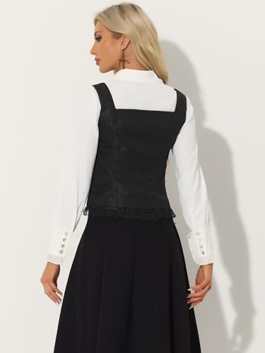 Allegra K Gothic Vest for Women's U Neck Sleeveless Lace Up Jacquard Corset Top3